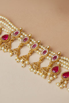 Jhumka Chinchpeti Necklace Set