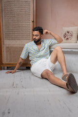 Sicily Summer Half-Sleeves Blue Check Shirt