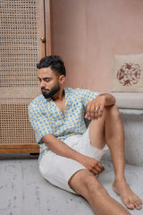 Sicily Summer Half-Sleeves Blue Check Shirt