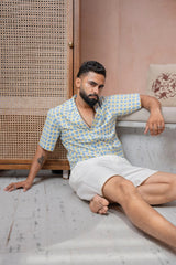 Sicily Summer Half-Sleeves Blue Check Shirt