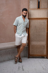 Sicily Summer Half-Sleeves Blue Check Shirt