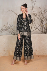 Silk Brocade Black Embroidered Co-Ord Set