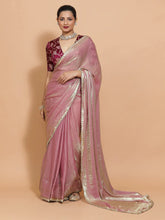 Silken Lavender Tissue Saree