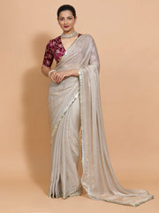 Silver Grey Tissue Saree
