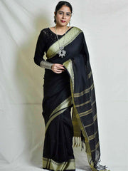 Siyaahi Cotton Saree With Woven Border