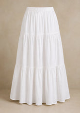 Ivory Breeze Tiered Cotton Skirt