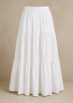 Ivory Breeze Tiered Cotton Skirt