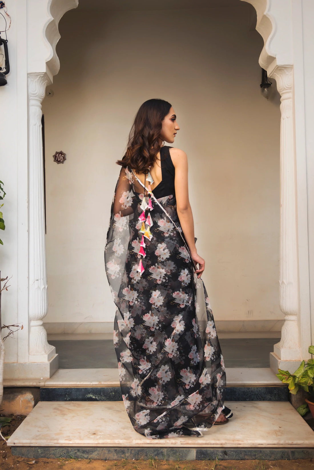 Black sheer saree