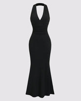 Black Halter Backless Mermaid Dress