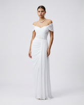 Stretch Mesh Corset Drape Dress