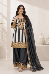 Black & White Printed Muslin Farshi Salwar Set