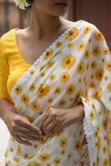 floral print cotton saree