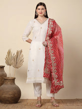 Supernet Off White Gota Patti Suit