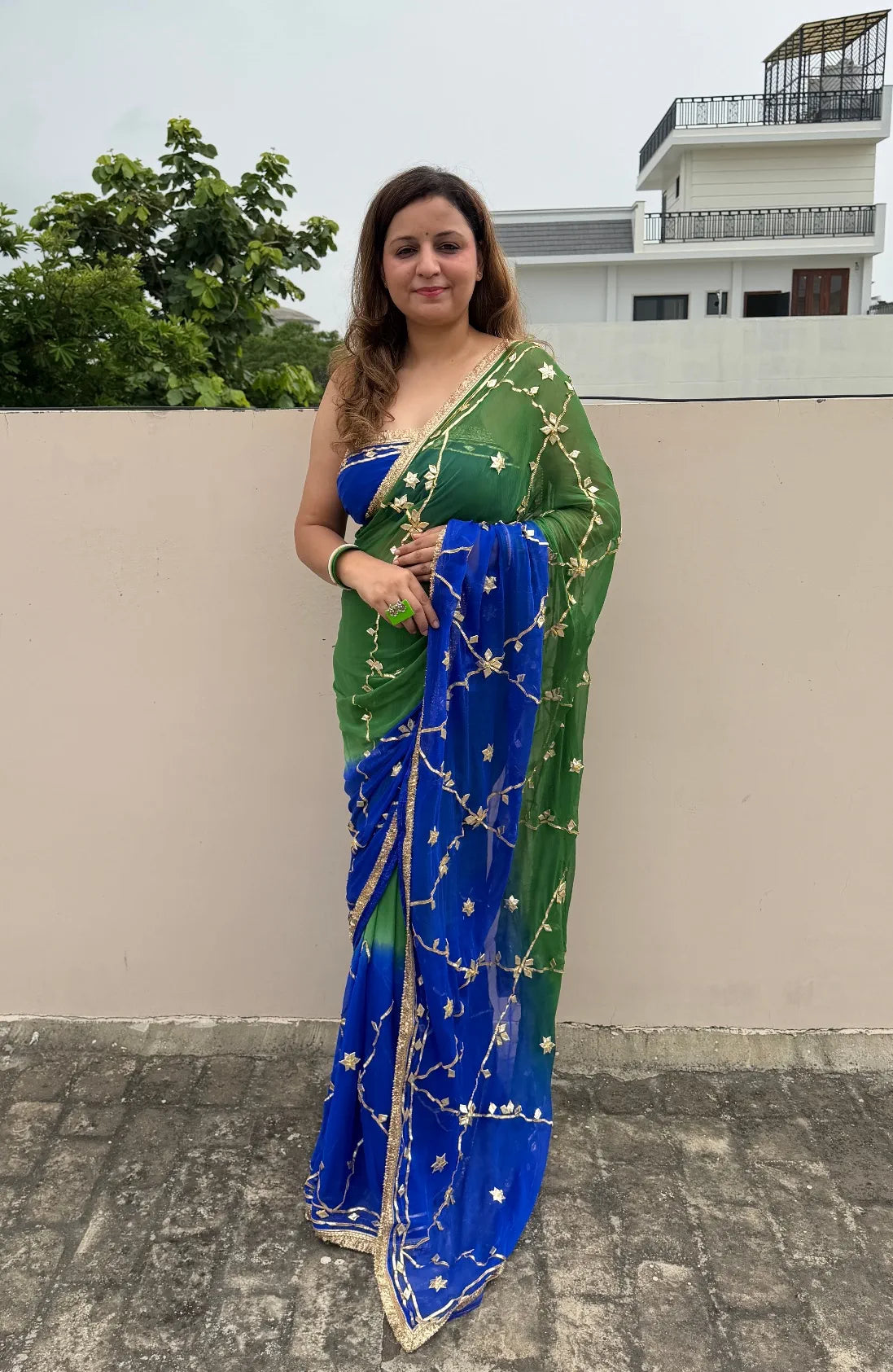 Bandhej Kaccha Gotta Chiffon Saree