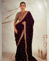 The Wine Wonder Saree With Classic Blouse