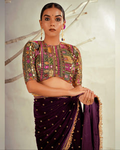 The Wine Wonder Saree With Classic Blouse