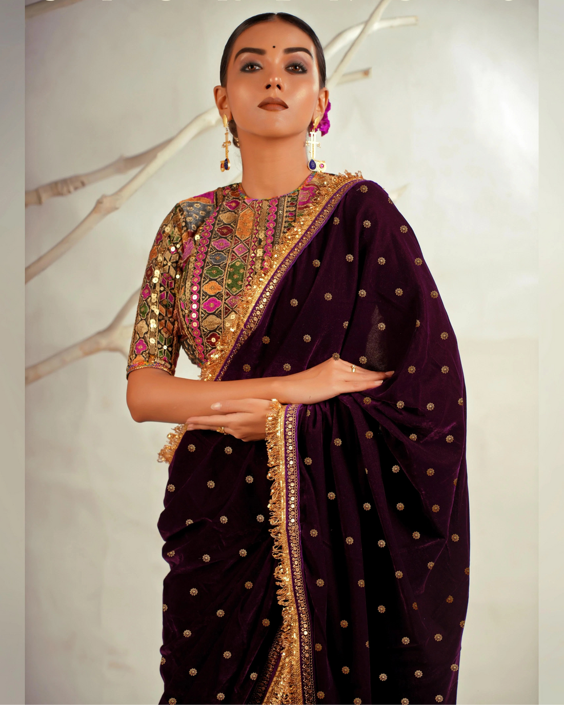 The Wine Wonder Saree With Classic Blouse