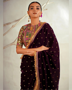 The Wine Wonder Saree With Classic Blouse