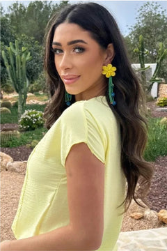 Happy Holidays Yellow Bead Earrings
