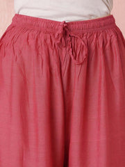 Premium Muslin Coral Pink Chikankari Kurti Palazzo Set