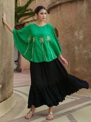 viscose slub and mulmul top and skirt set