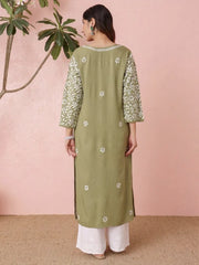 Premium Rayon White Chikankari Straight Kurti