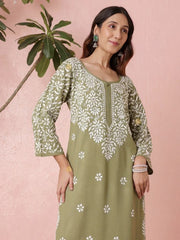 Premium Rayon White Chikankari Straight Kurti