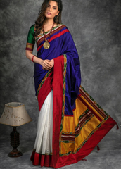 Khun Chanderi Saree with Ikat Border
