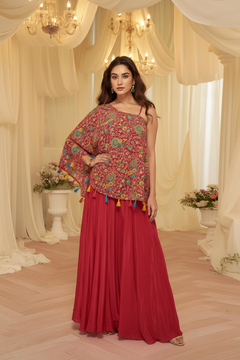 Blush Bloom Embroidered Viscose Crepe Palazzo Set
