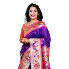 Mayurika Pure Silk Paithani Saree with Royal Floral Bird Pallu