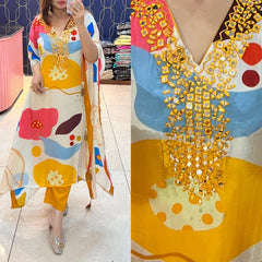 Pure Crepe Digital Printed Kaftan Set