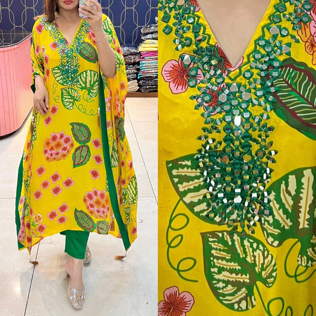 Pure Crepe Digital Printed Kaftan Set