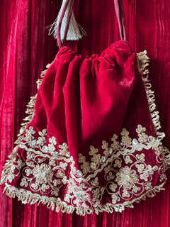 Red Velvet Heavy Embroidered Kurta