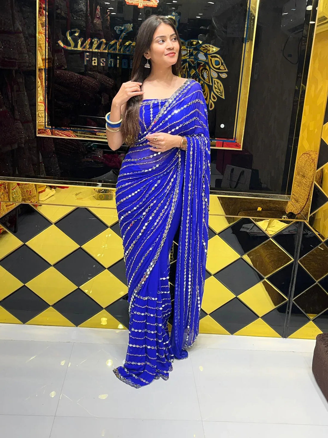 Premium Handwork Pure Chiffon Saree