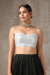 Classic Silver Spaghetti Strap Blouse Only Perfect for All Sarees & Fusion Wear