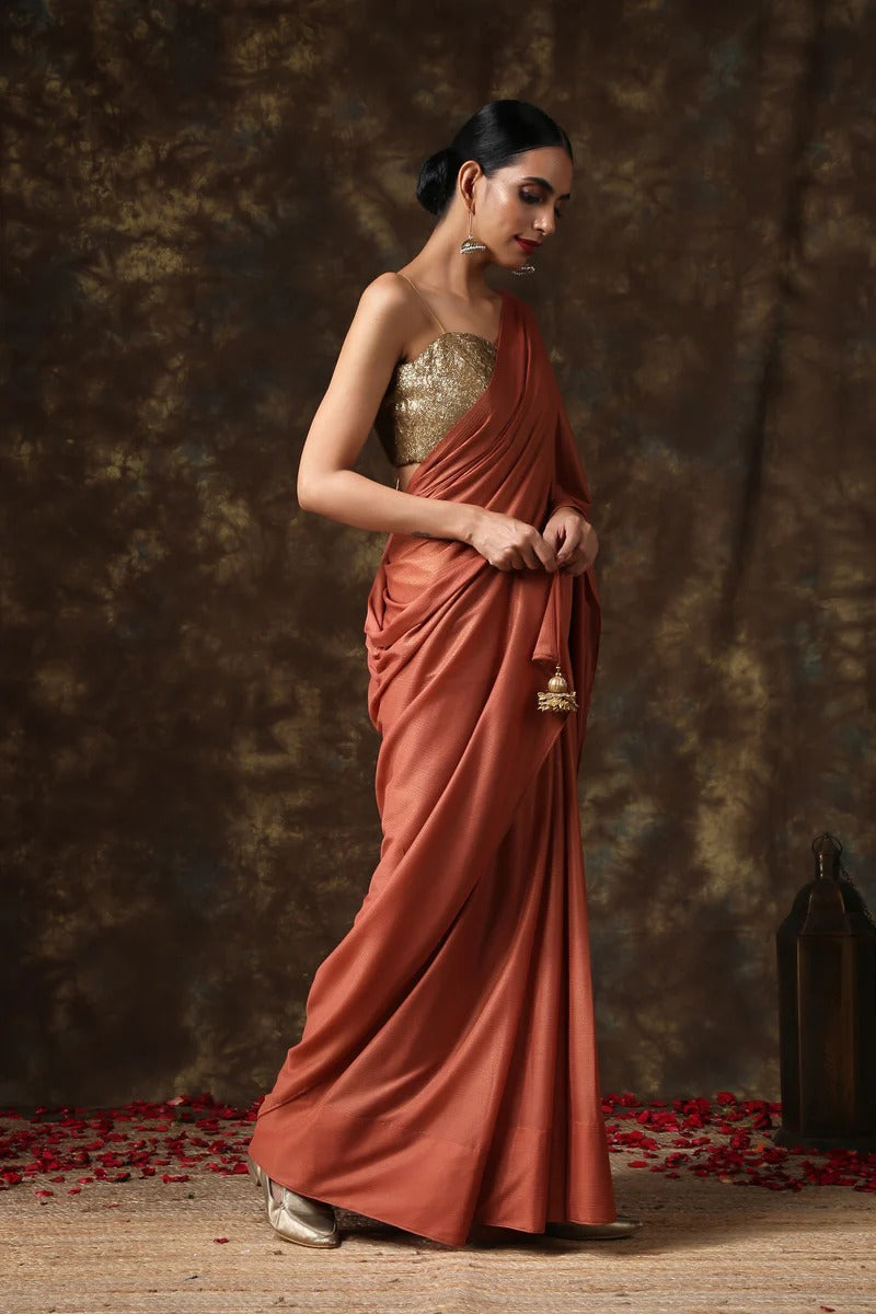 Golden Sequin Spaghetti Strap Blouse Only Party & Saree Wear