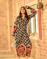 Asymmetrical Maxi Dress Black Accents with Free Bandana
