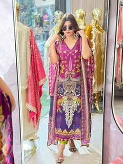 Pure Crepe Digital Printed Kaftan Set