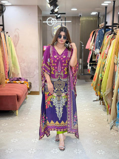 Pure Crepe Digital Printed Kaftan Set
