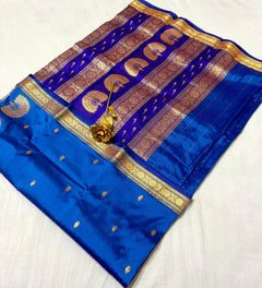 Jijamata Pure Cotton Silk 9-Yard Nauvari Paithani Saree With Morani Pallu