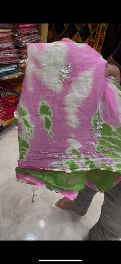 Royal Blue Pure Chiffon Mirror & Katdana Handcrafted Saree