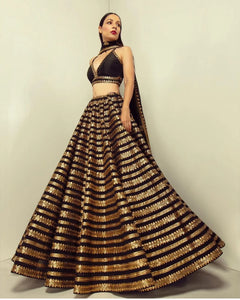Black Gold Majesty Embroidered Designer Lehenga Set