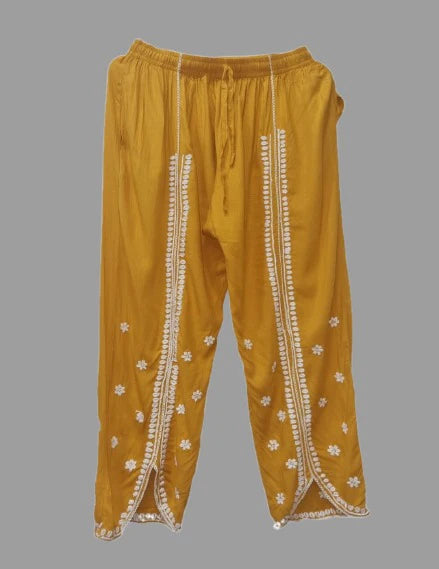 Mustard Modal Cotton Chikankari Tulip Set