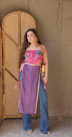 Bandhani Patchwork Shrug Suit Set