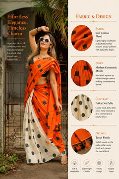 Sunset Dot Drama Mul Mul Saree