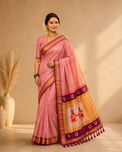 Bhakti Traditional Paithani Soft Silk Saree with Rich Vitthal Rakhumai Pallu