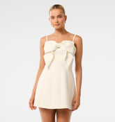 White Bow Front Mini Dress