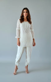White Chikan Kurti Set