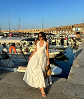 White Drop Waist Midi Dress