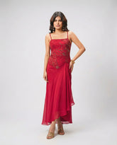 Wine Cabernet Georgette Long Dress